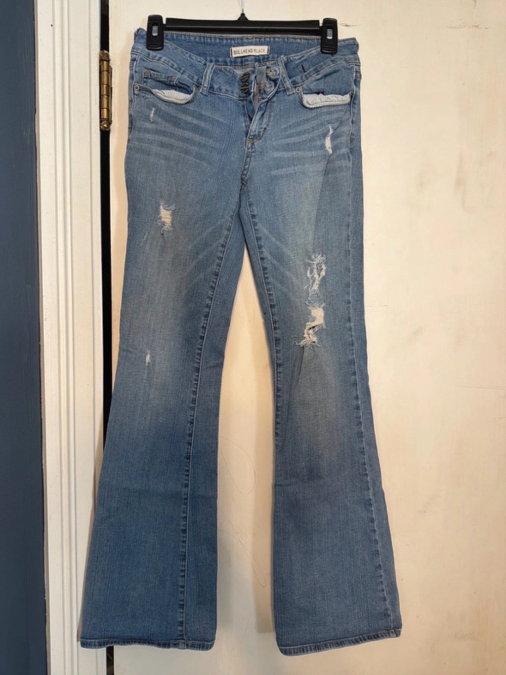Bullhead Light Blue Distressed Flare Jeans